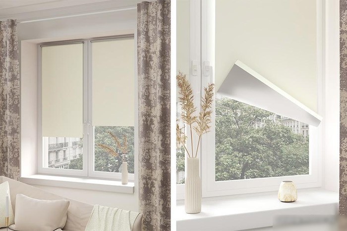 Рулонные шторы Legrand Блэкаут Сильвер 80.5x175 (ваниль)
