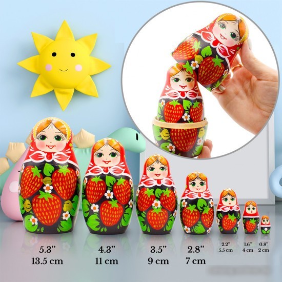 Развивающая игра Брестская Матрешка В сарафане с клубникой (набор 7 шт)