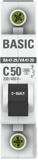 Выключатель автоматический EKF ВА 47-29 1P 50А (C) 4.5кА mcb4729-1-50C