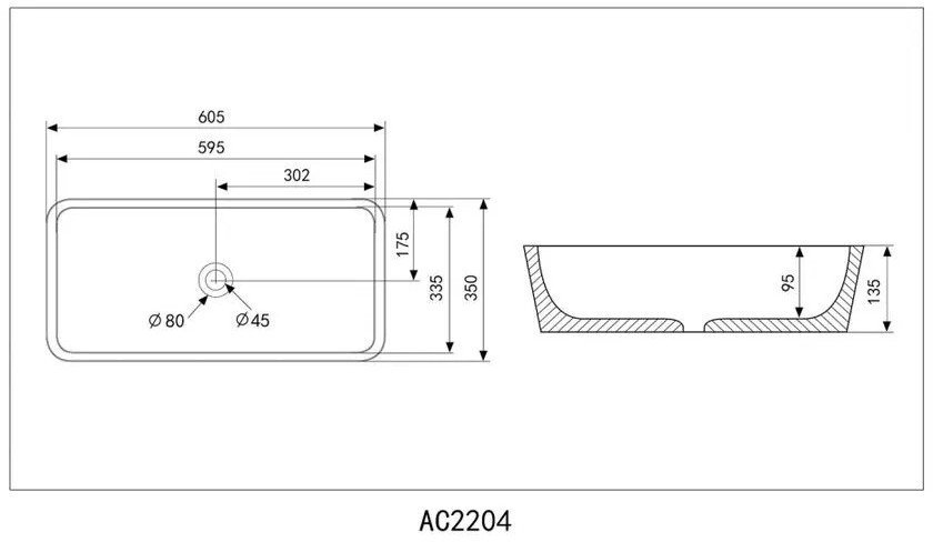 Умывальник Abber Rechteck AC2204MBG (зеленый матовый)