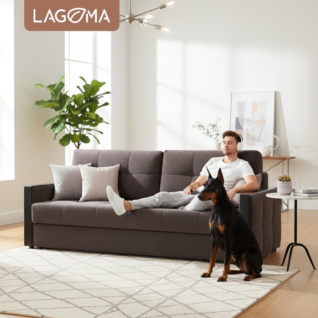 Диван Lagoma Риано (Citar N 04 Antracite/венге)