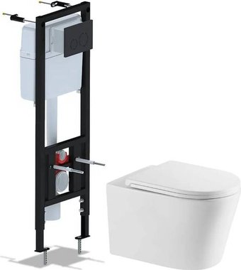 Унитаз подвесной Saniteco Tornado KW-9005WT + Ани Пласт WCP4133