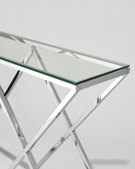Консольный стол Stool Group Инсигния 115x30 ECST-026 (прозрачное стекло/сталь серебристый)