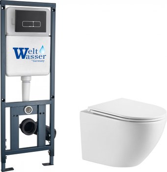 Унитаз подвесной WeltWasser Marberg 410 + Merzbach 043 GL-WT + Mar 410 SE MT-BL