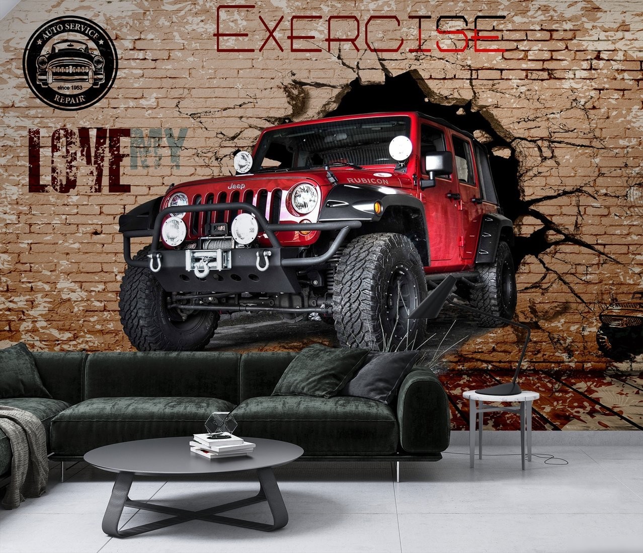Фотообои ФабрикаФресок Джип. Jeep. Внедорожник из Стены. Для Гаража 1074270 (400x270)
