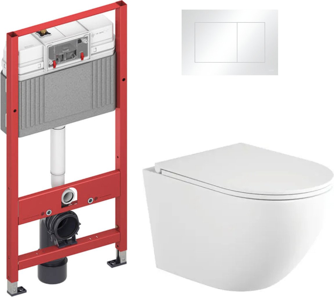 Унитаз подвесной Saniteco Torando T-203MW + TECE Kit 9400413 (с кнопкой белый)