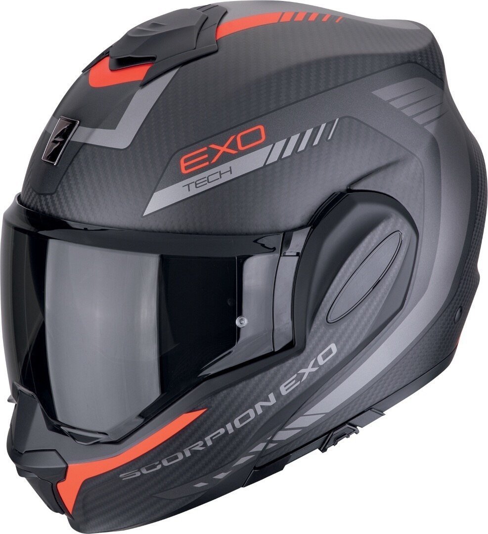 Мотошлем Scorpion Exo Exo-Tech Evo Carbon Cosy (р. L, карбон матовый/красный)