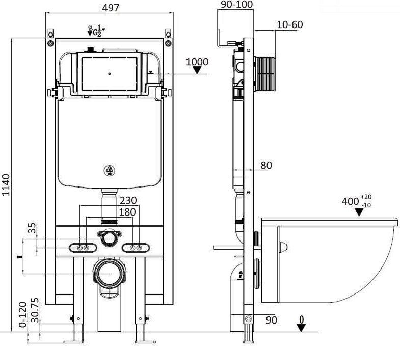 Унитаз подвесной WeltWasser Amberg 497 + Nesenbach 004 GL-WT + Amberg RD-WT