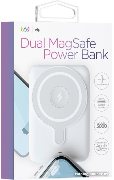 Внешний аккумулятор VLP Dual MagSafe Power Bank (белый)