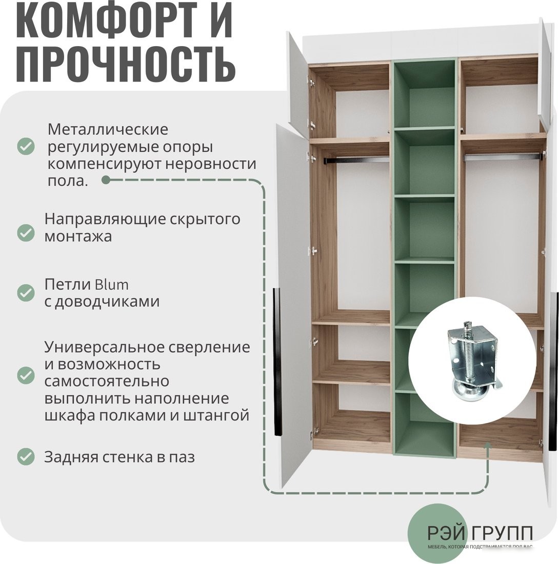 Шкаф распашной Рэйгрупп Рэй S262-В7-1-WKW В7-1 (дуб веллингтон/кобальт)