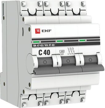 Выключатель автоматический EKF ВА 47-63 3P 40А (C) 4.5kA PROxima mcb4763-3-40C-pro