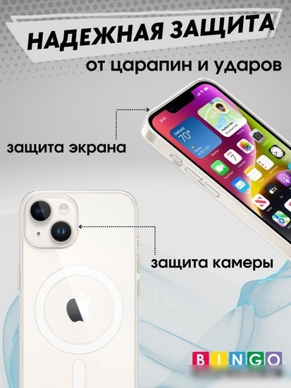 Чехол для телефона Bingo Clear Magnetic для APPLE iPhone 15 Plus (прозрачный)
