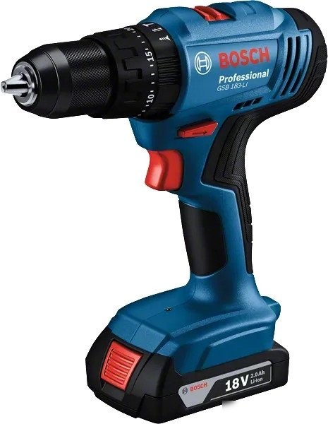 Ударная дрель-шуруповерт Bosch GSB 183-LI Professional 06019K9100 (с 2-мя АКБ, кейс)