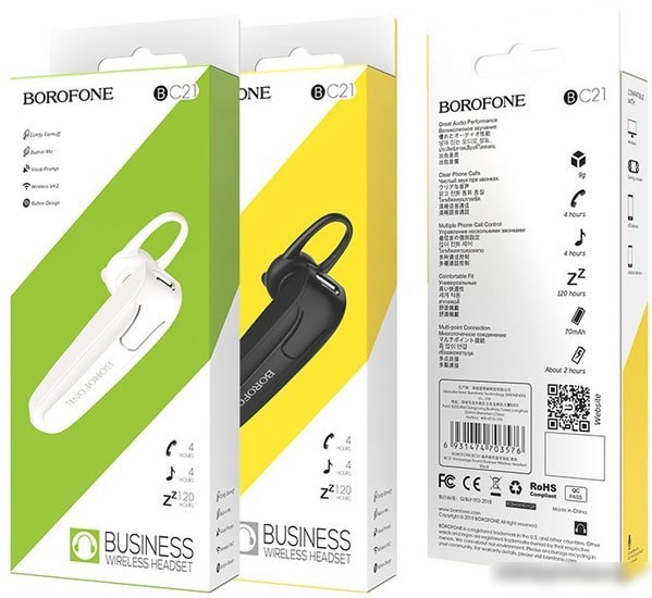 Bluetooth гарнитура Borofone BC21 (белый)
