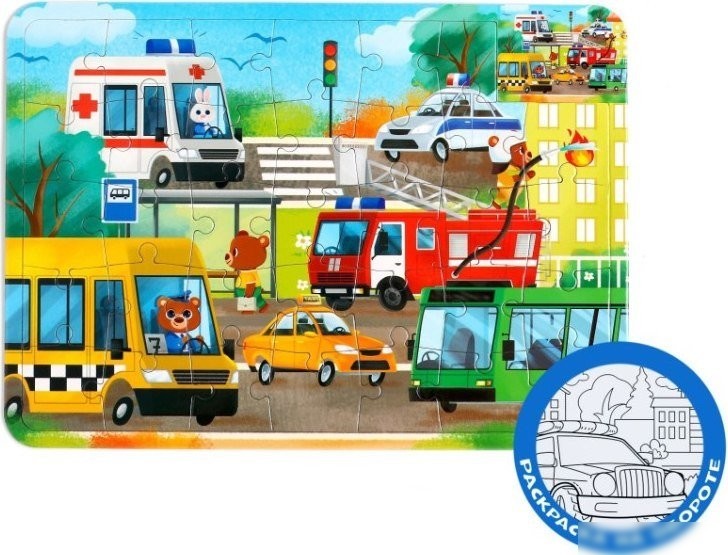 Развивающая игра Puzzle Time Полезные машины. С раскраской 4659723 (34эл)