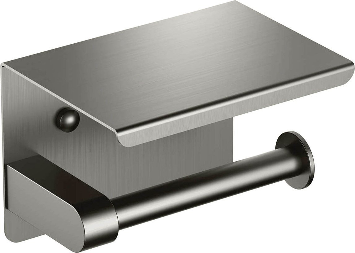 Держатель для туалетной бумаги Aquatek Европа AQ4939BGM (с полкой, черный хром)