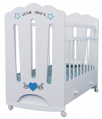 Классическая детская кроватка VDK Little Heart маятник с ящиком (белый)