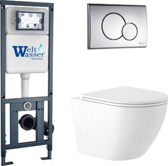 Унитаз подвесной Saniteco KW-9003W Rimles + WeltWasser Marberg 410 + Marberg 507 RD CR