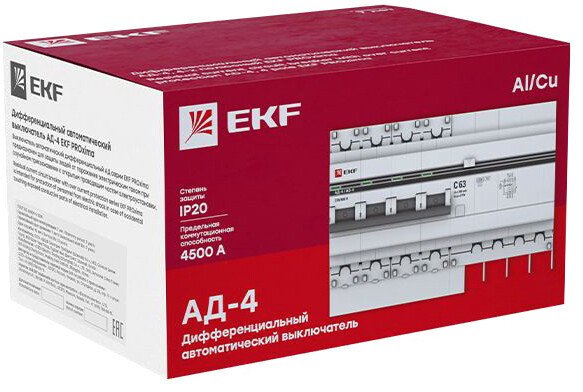 Дифференциальный автомат EKF PROxima АД-4 50А/30мА DA4-50-30-pro