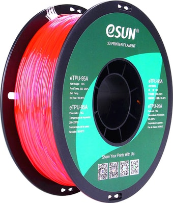 Пластик eSUN eTPU-95A 1.75 мм 1000 г (розовый полупрозрачный)