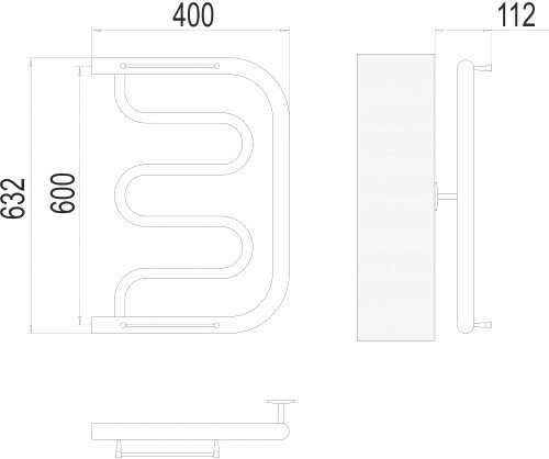Полотенцесушитель TERMINUS Фокстрот 1" 600x400 бп
