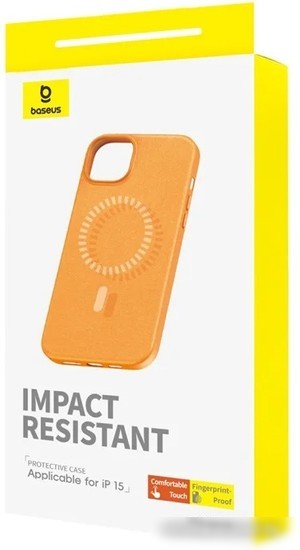 Чехол для телефона Baseus Fauxther для iPhone 15 660152094B (оранжевый)