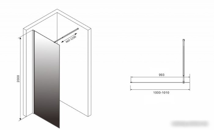 Душевая стенка Abber Immer Offen AG69101BD