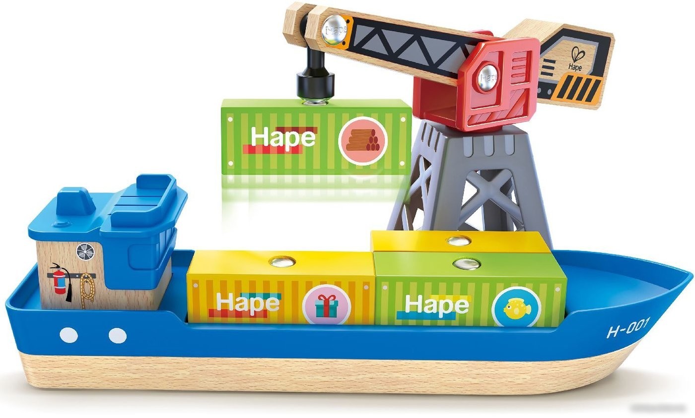 Набор Hape Грузовой корабль и подъемный кран. У моря E3792-HP