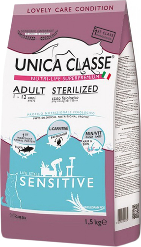 Сухой корм для кошек Unica Classe Lovely Care Condition Adult Sterilized Sensitive Tuna 1.5 кг