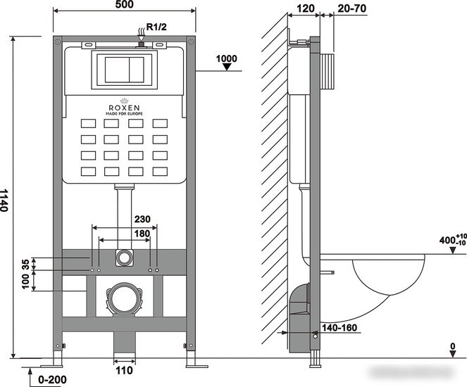 Инсталляция для унитаза Roxen StounFix Slim 966176