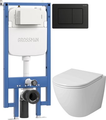 Унитаз подвесной Grossman GR-4455SQ + 900.K42.01.000 + Classic 700.K45.04.21M.21M (черный матовый)