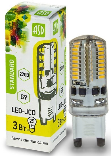 Светодиодная лампа ASD LED-JCD-standard G9 3 Вт 3000 К [4690612003764]