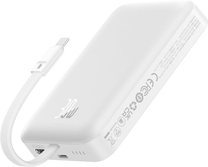 Внешний аккумулятор Baseus Magnetic Fast Charge Power Bank Type-C Edition 30W 10000mAh (белый)