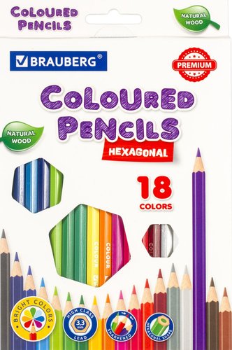 Набор цветных карандашей BRAUBERG Premium 181657 (18 цв)