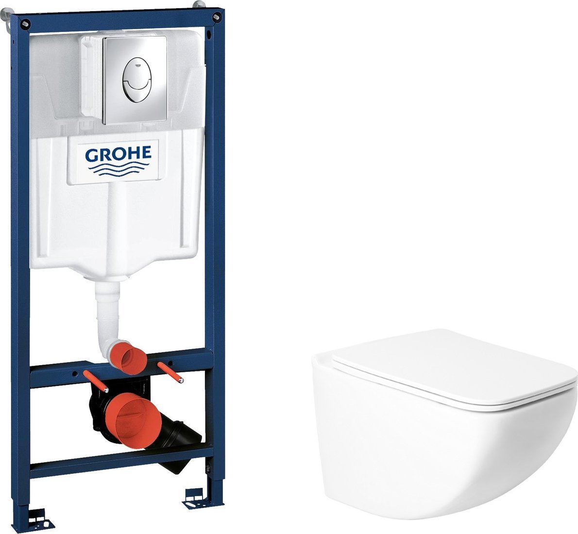 Унитаз подвесной Saniteco KW-99048 + GROHE Rapid SL 38721001