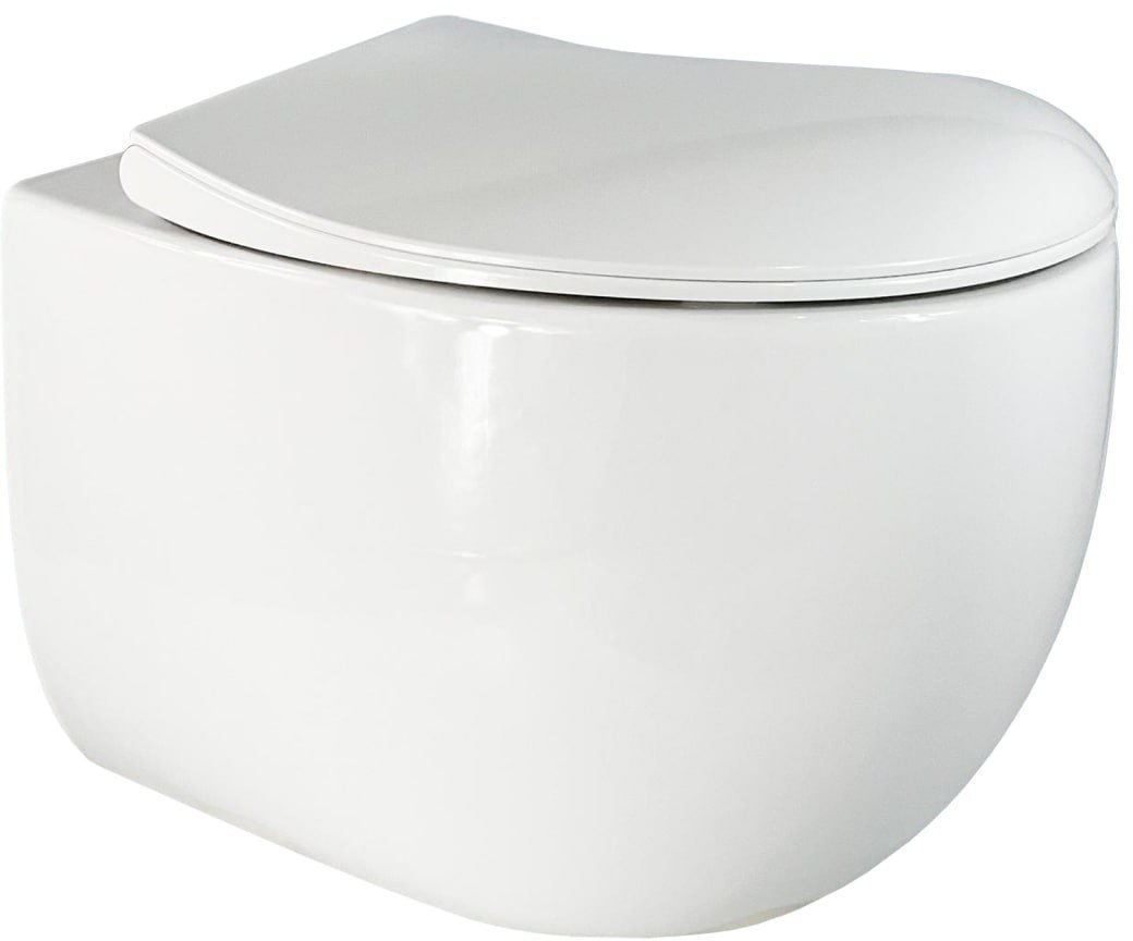 Унитаз подвесной Roxen Egg в комплекте с инсталляцией StounFix Dual Fresh 6 в 1 968475 (кнопка: брашированное золото)
