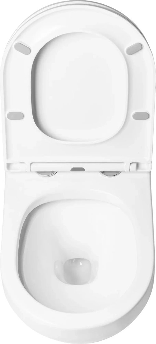Унитаз подвесной Saniteco KW-9009W + 501 + K01-PGG (с кнопкой, хром глянцевый)