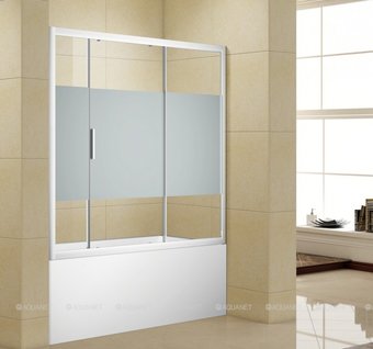 Стеклянная шторка для ванны Aquanet Practic AE10-B-155H150U-CP (прозрачное стекло/шелкография)
