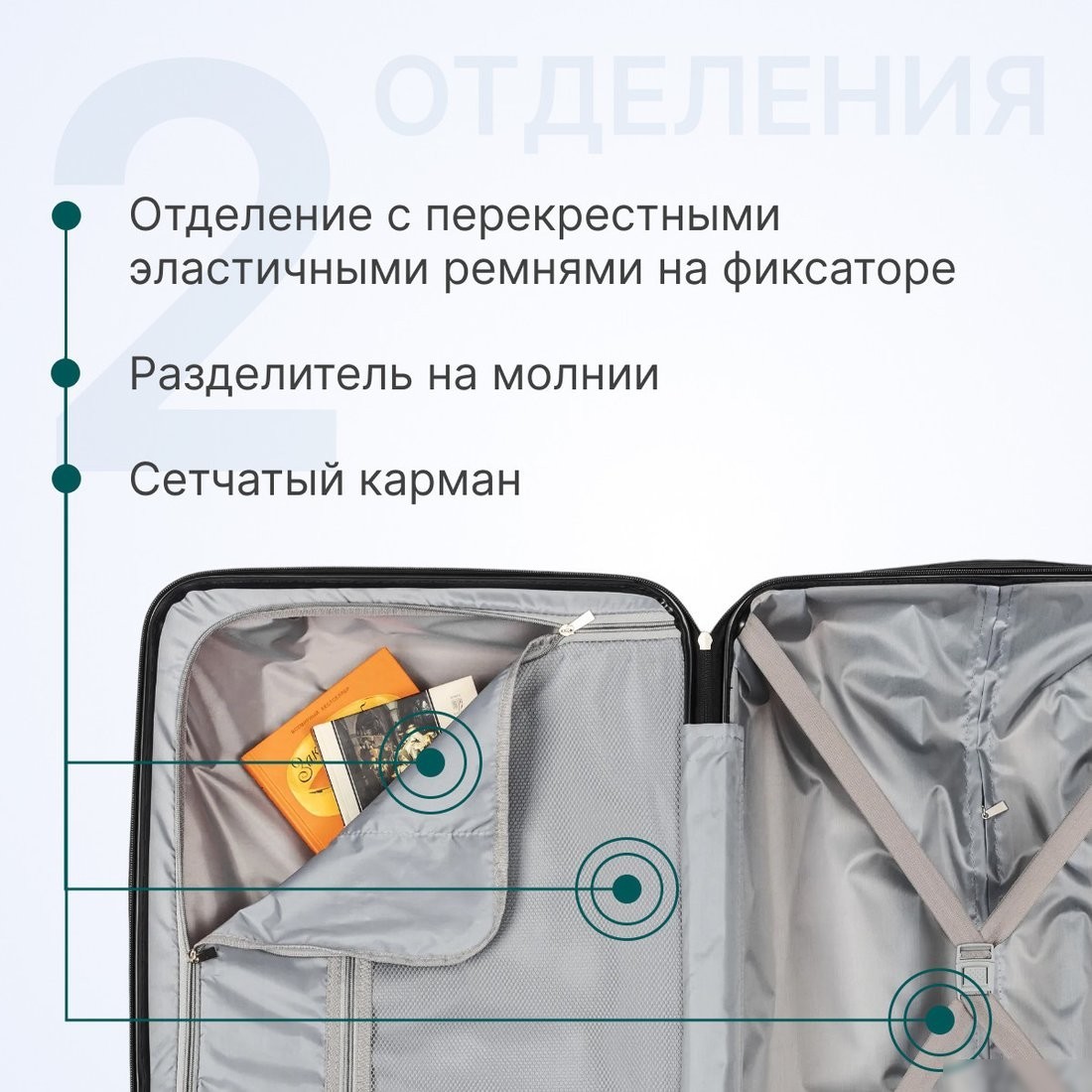 Чемодан-спиннер DoubleW Zuna с расширением (L, темно-зеленый)