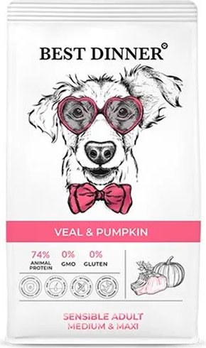 Сухой корм для собак Best Dinner Adult Sensible Medium & Maxi Veal & Pumpkin (12 кг)