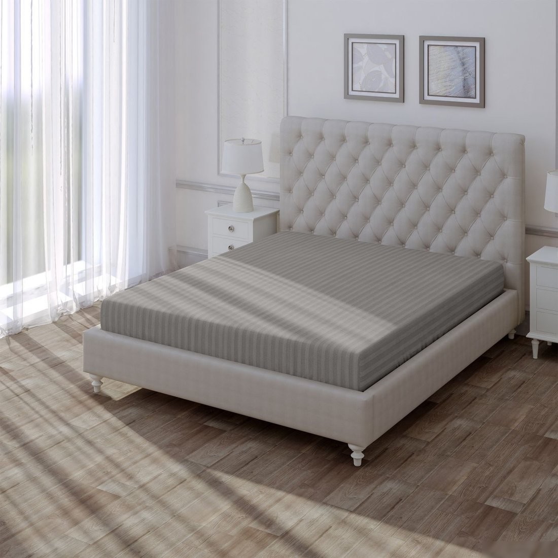 Постельное белье Verossa Stripe на резинке 180x200x30 784511 (Gray)
