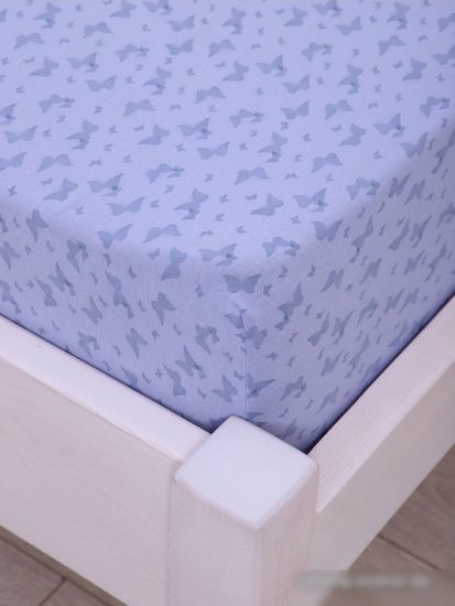 Постельное белье Luxsonia Трикотаж на резинке 200x200 2153 (бабочки сиреневый)