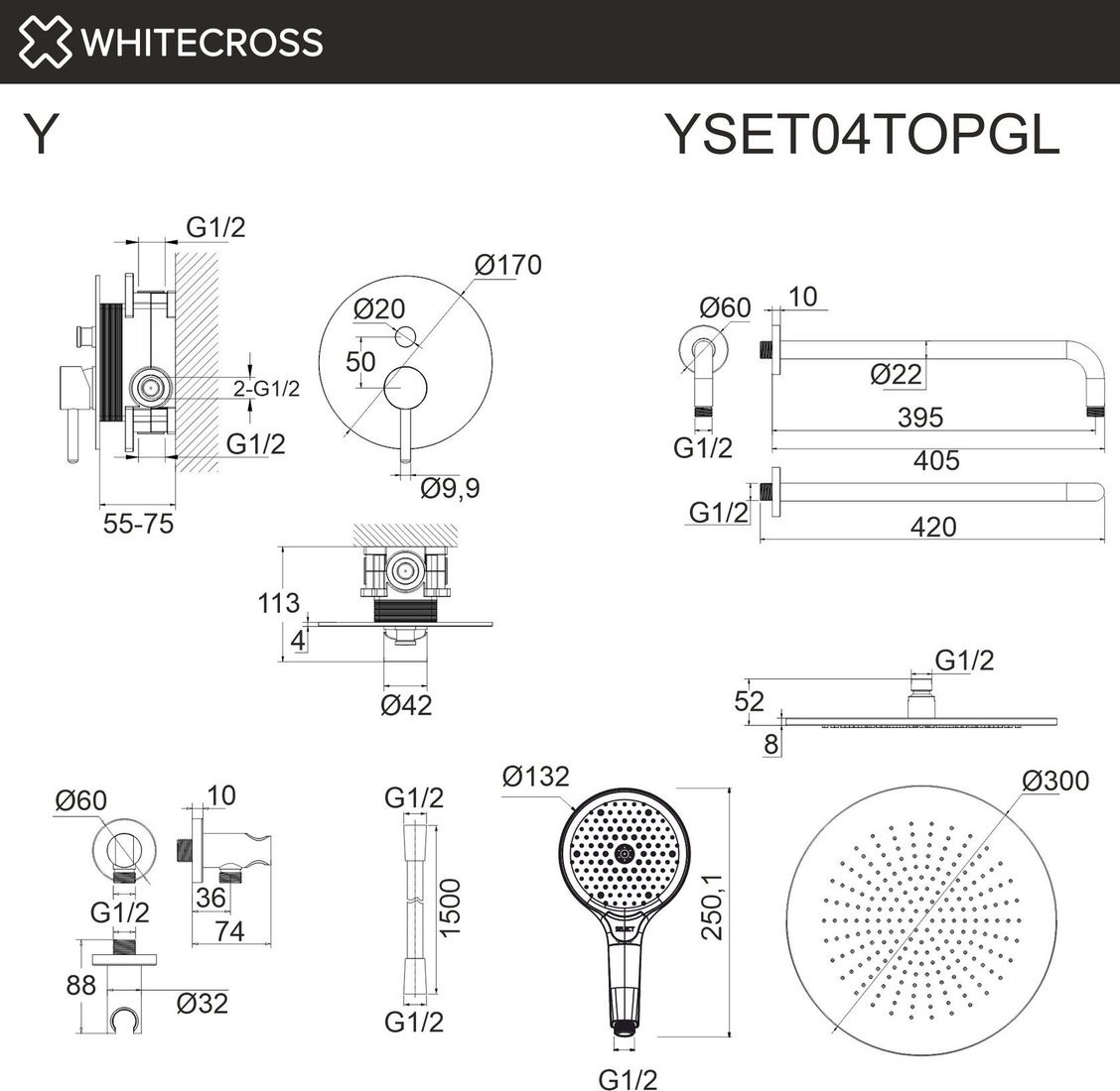 Душевая система Whitecross Y YSET04TOPGL (золото)