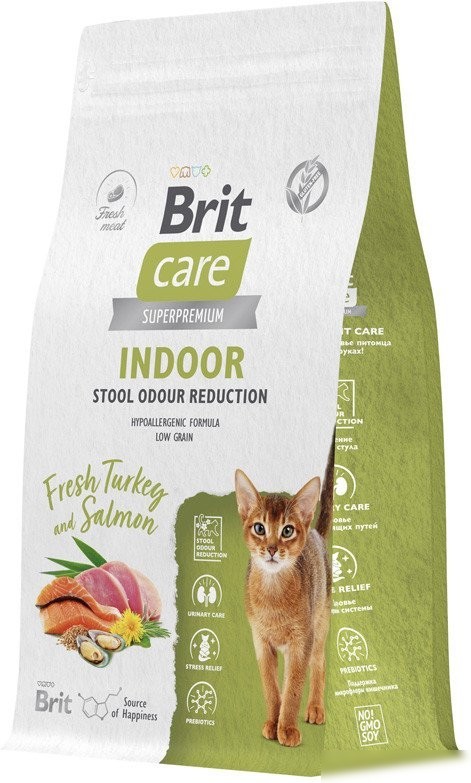 Сухой корм для кошек Brit care Cat Indoor Stool Odour Reduction с индейкой 1.5 кг
