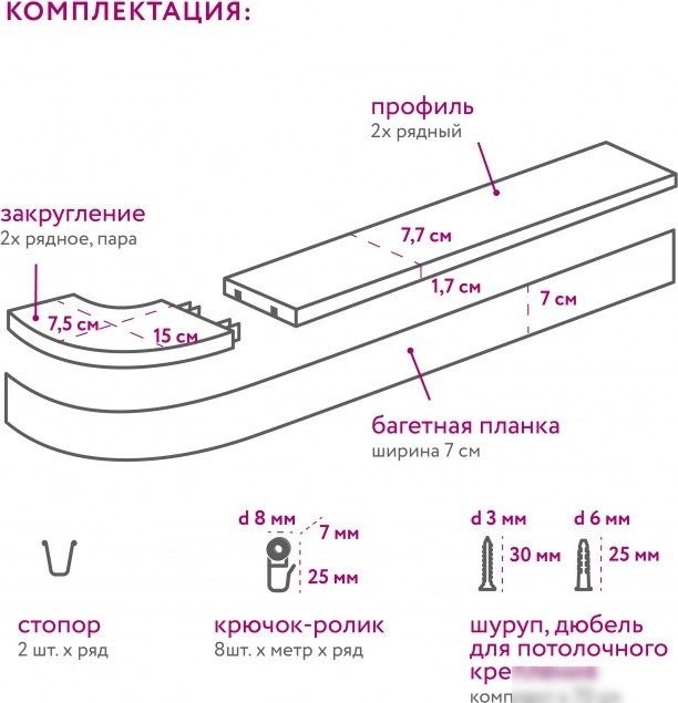 Карниз для штор Legrand Монолит 7см с/п 2м 2р 58132901 (бежевый/лен)