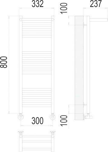 Полотенцесушитель TERMINUS Аврора П16 300x800 с полкой нп