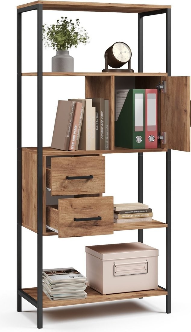 Стеллаж Mio Tesoro Cool Joy Loft (дуб золотой крафт/черный)