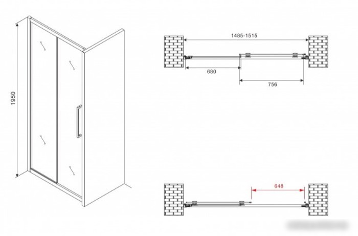 Душевая дверь Abber Schwarzer Diamant AG30150MH