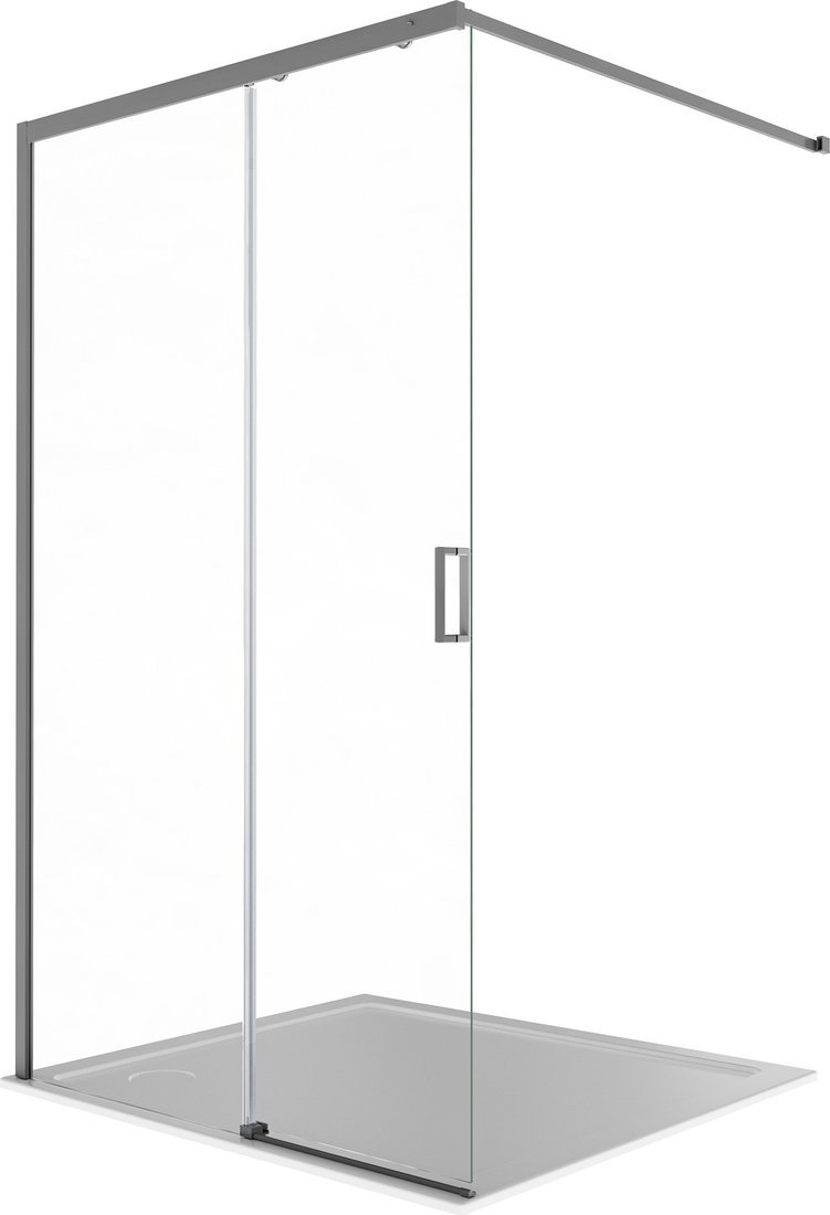 Душевая стенка Aquatek Walk in с держателем 120x200 AAQ.WISL.120.1GM (оружейная сталь/прозрачное стекло)