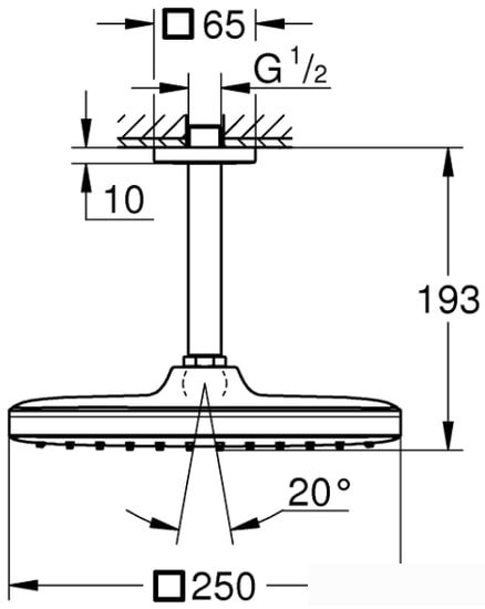 Верхний душ Grohe Tempesta 250 Cube 26683000